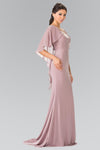 Long Evening Gown Prom Cape Sleeves Dress - The Dress Outlet Elizabeth K