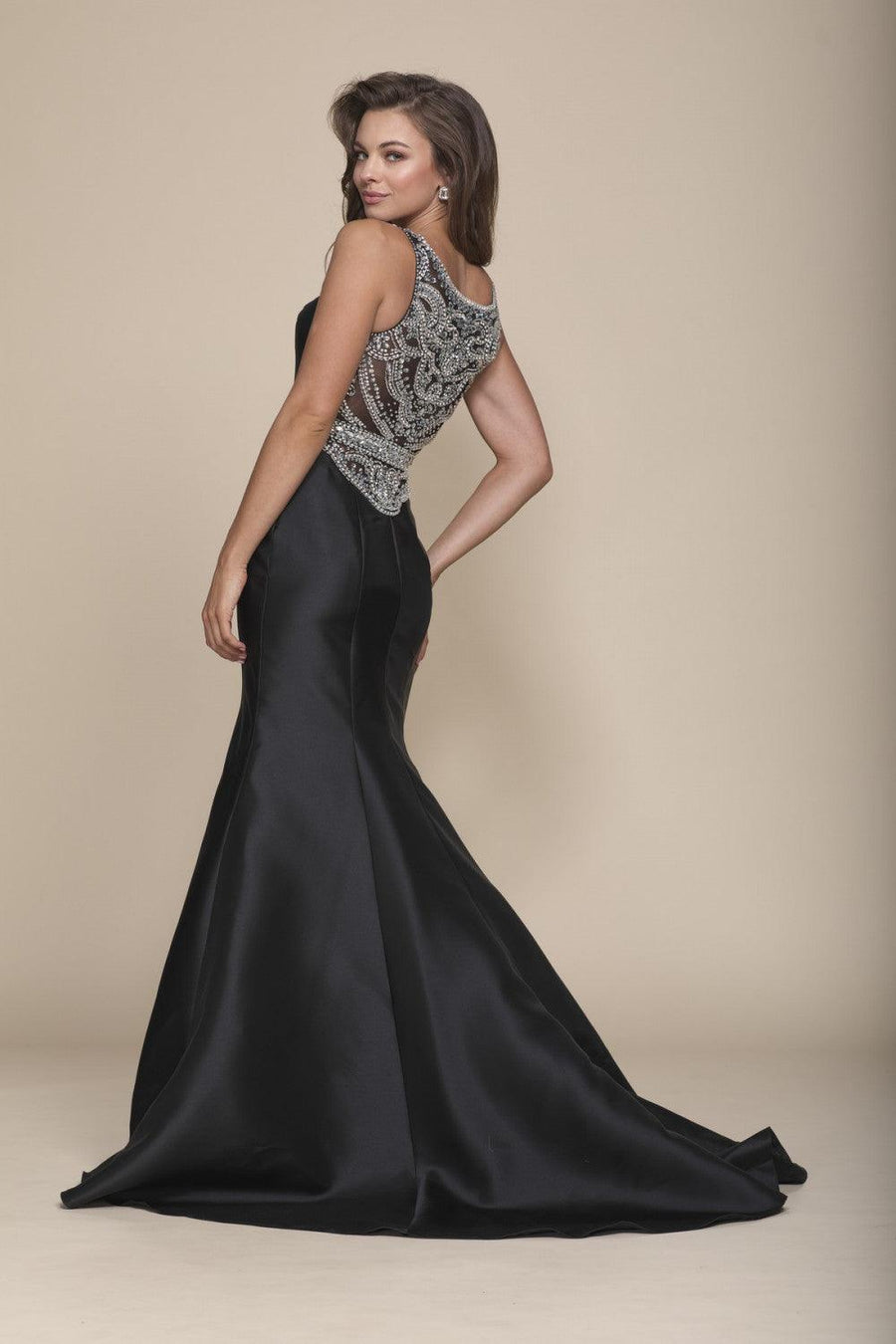 Long Evening Gown Prom Dress Beaded Back - The Dress Outlet Nox Anabel