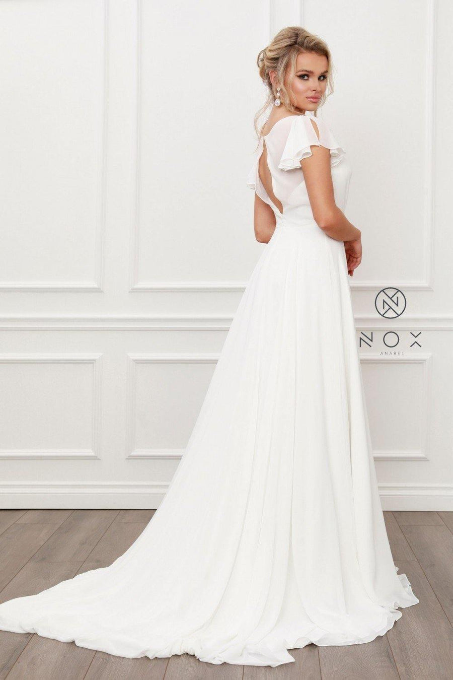 Long Flowy Boho Wedding Gown - The Dress Outlet