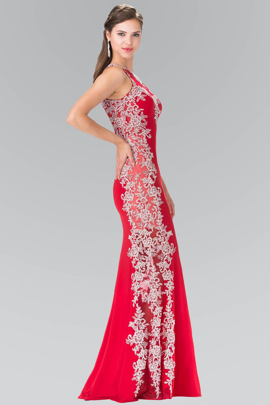 Long Formal Beaded Prom Dress Evening Gown - The Dress Outlet Elizabeth K