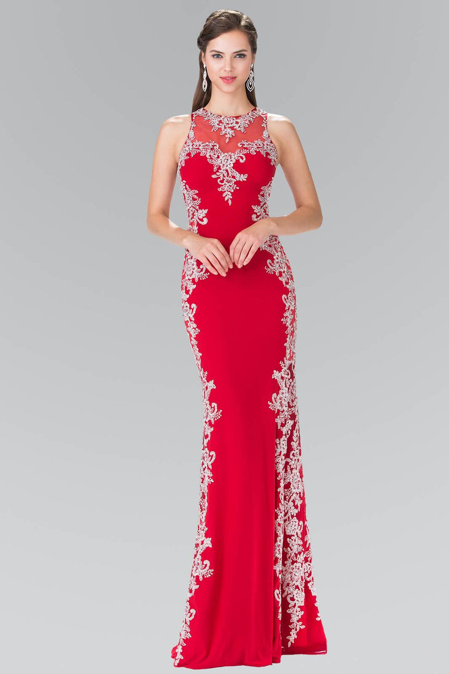 Long Formal Beaded Prom Dress Evening Gown - The Dress Outlet Elizabeth K