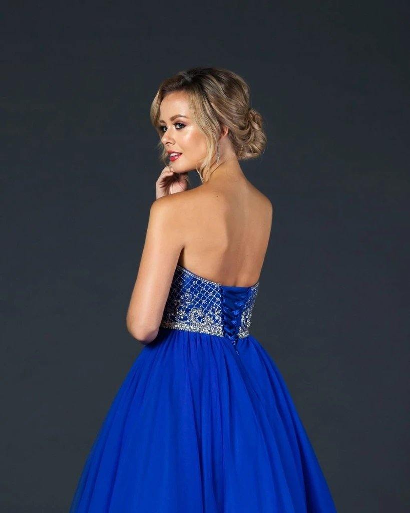 Long Formal Beaded Strapless Prom Ball Gown - The Dress Outlet