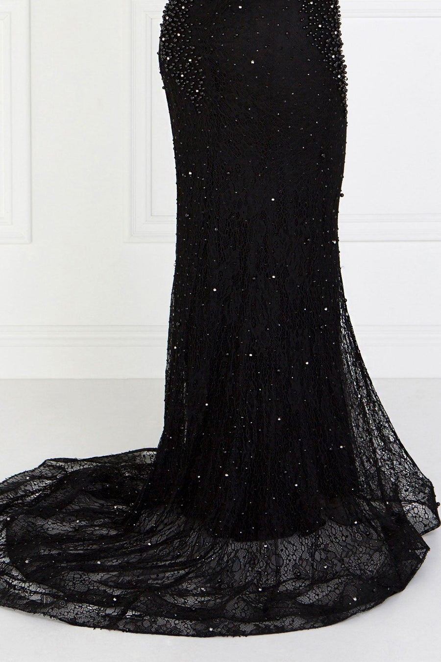 Long Formal Black Lace Mermaid Prom Dress - The Dress Outlet Elizabeth K