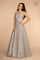 Long Formal Cap Sleeve Glitter Print Skirt Prom Dress - The Dress Outlet Elizabeth K