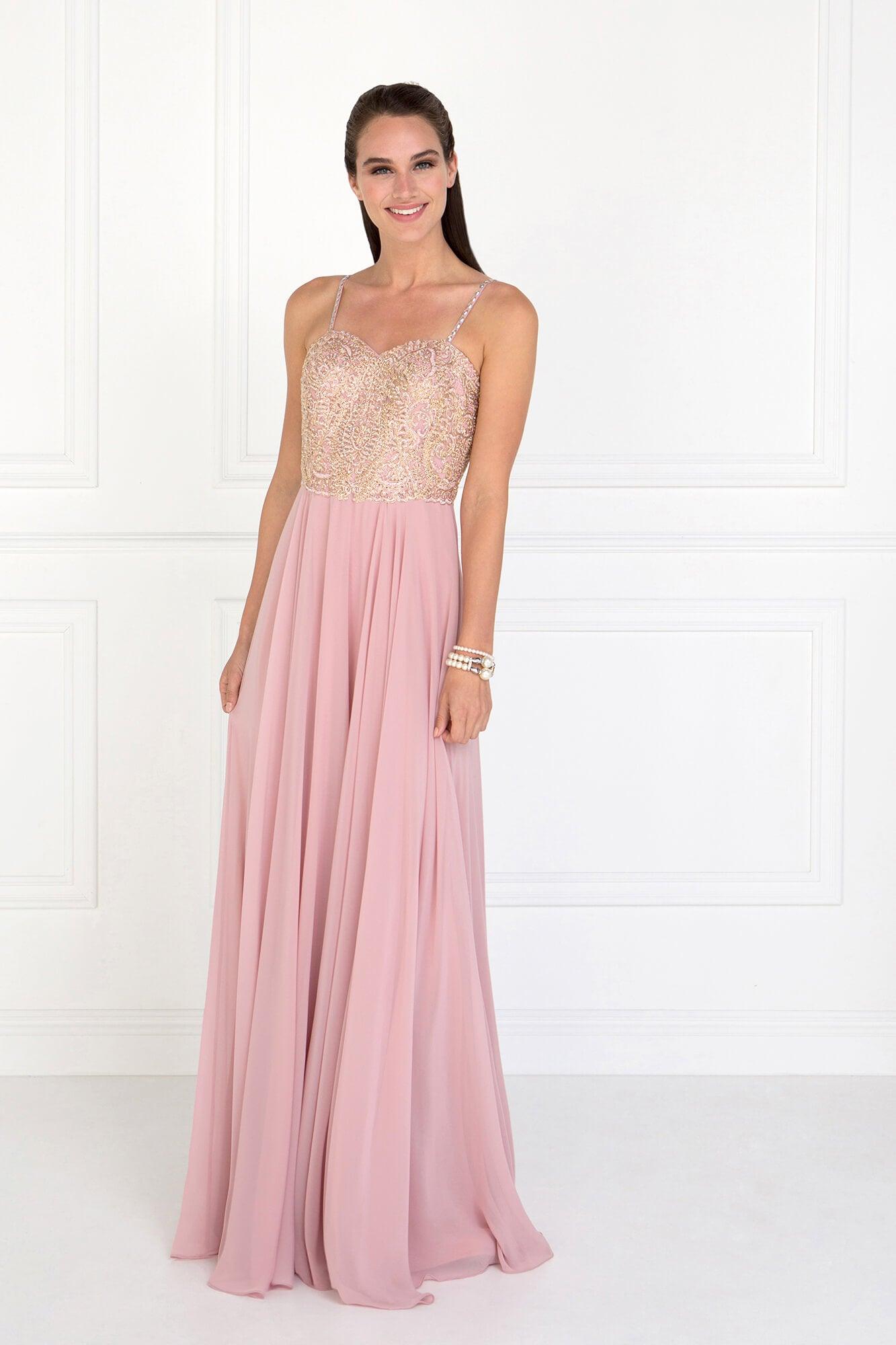 Long Formal Chiffon Spaghetti Strap Prom Dress - The Dress Outlet Elizabeth K