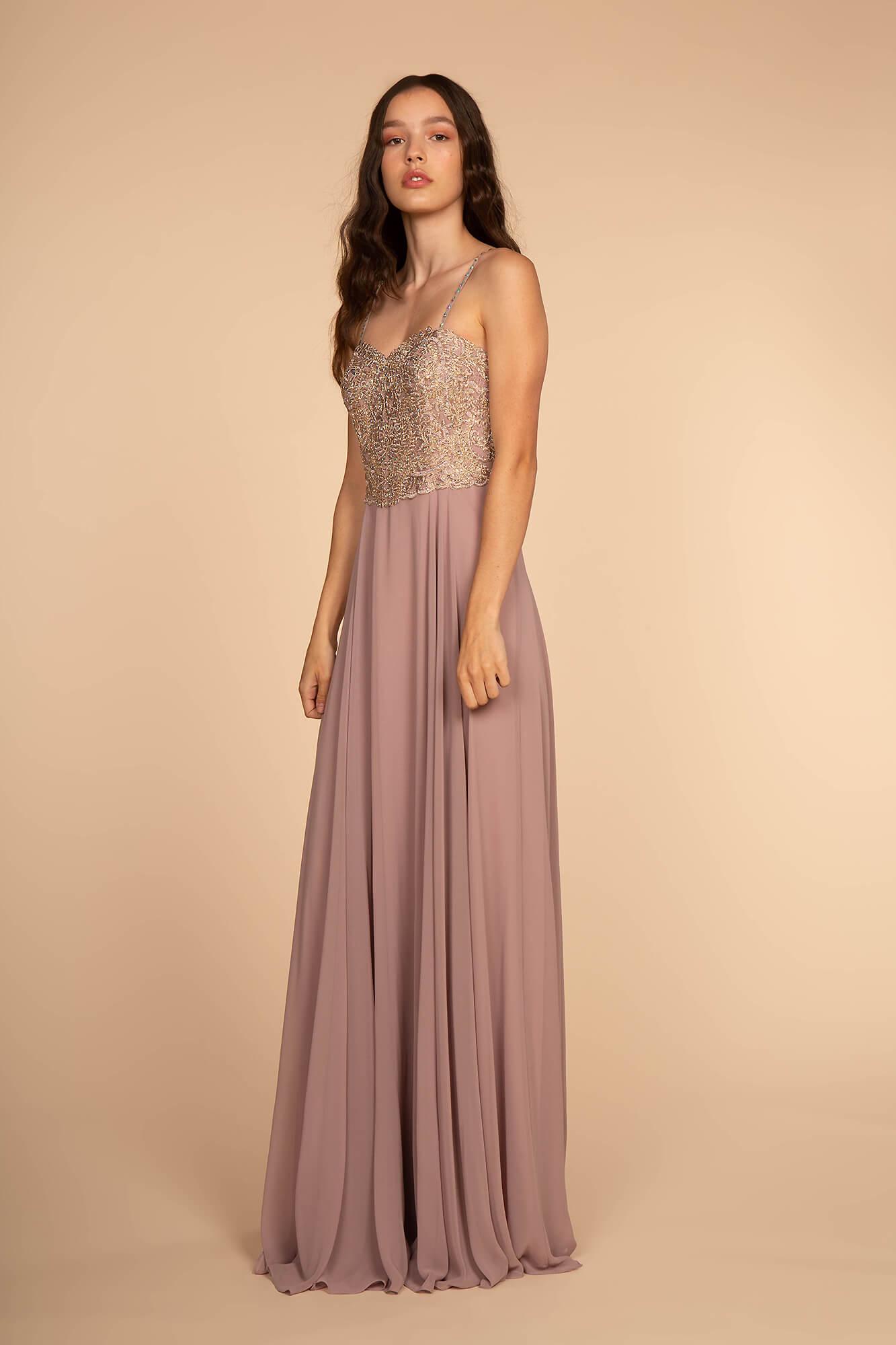 Long Formal Chiffon Spaghetti Strap Prom Dress - The Dress Outlet Elizabeth K