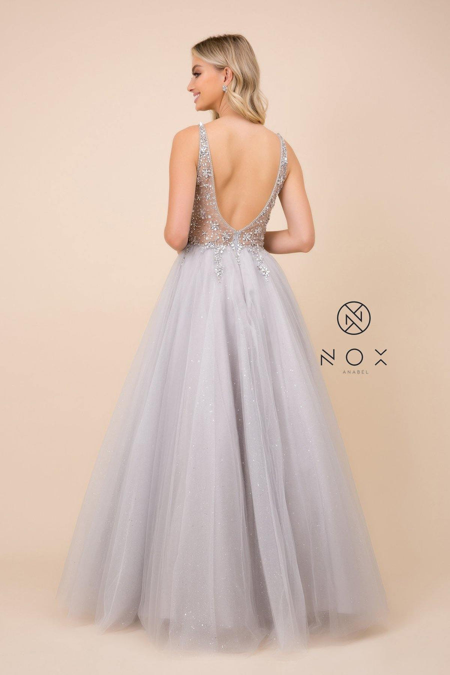 Long Formal Dress Glitter Prom Ball Gown - The Dress Outlet Nox Anabel