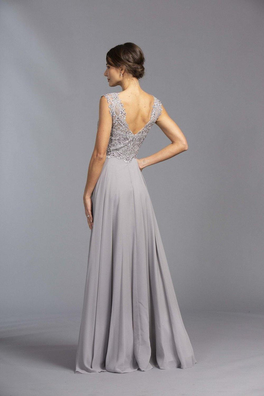 Long Formal Dress Slate Gray - The Dress Outlet ASpeed