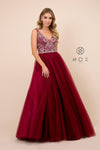 Long Formal Evening Prom Ball Gown Burgundy - The Dress Outlet Nox Anabel