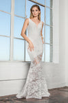 Long Formal Fitted Lace Wedding Dress - The Dress Outlet Elizabeth K