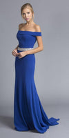 Long Formal Fitted Off Shoulder Evening Prom Dress - The Dress Outlet