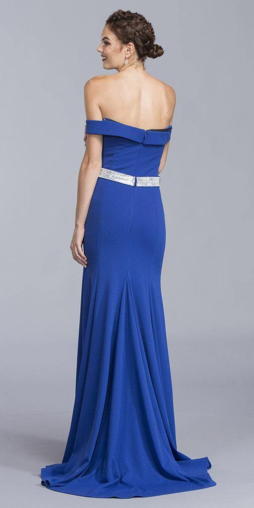 Long Formal Fitted Off Shoulder Evening Prom Dress - The Dress Outlet