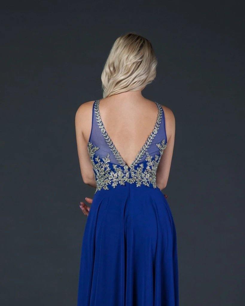 Long Formal Halter Chiffon Evening Prom Dress - The Dress Outlet