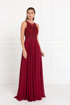 Long Formal Halter Chiffon Prom Evening Dress - The Dress Outlet Elizabeth K