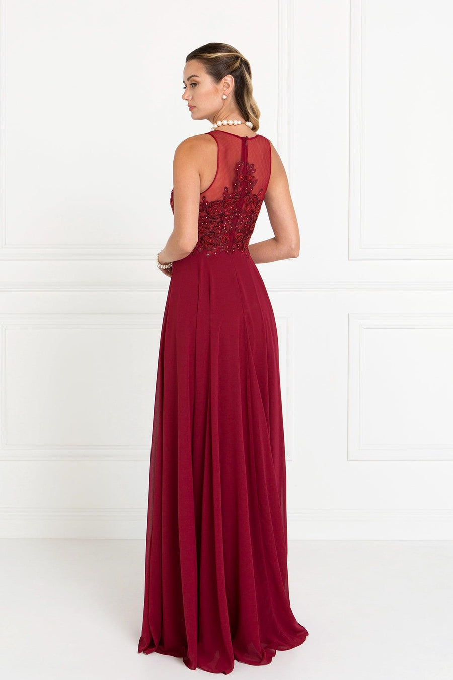 Long Formal Halter Chiffon Prom Evening Dress - The Dress Outlet Elizabeth K