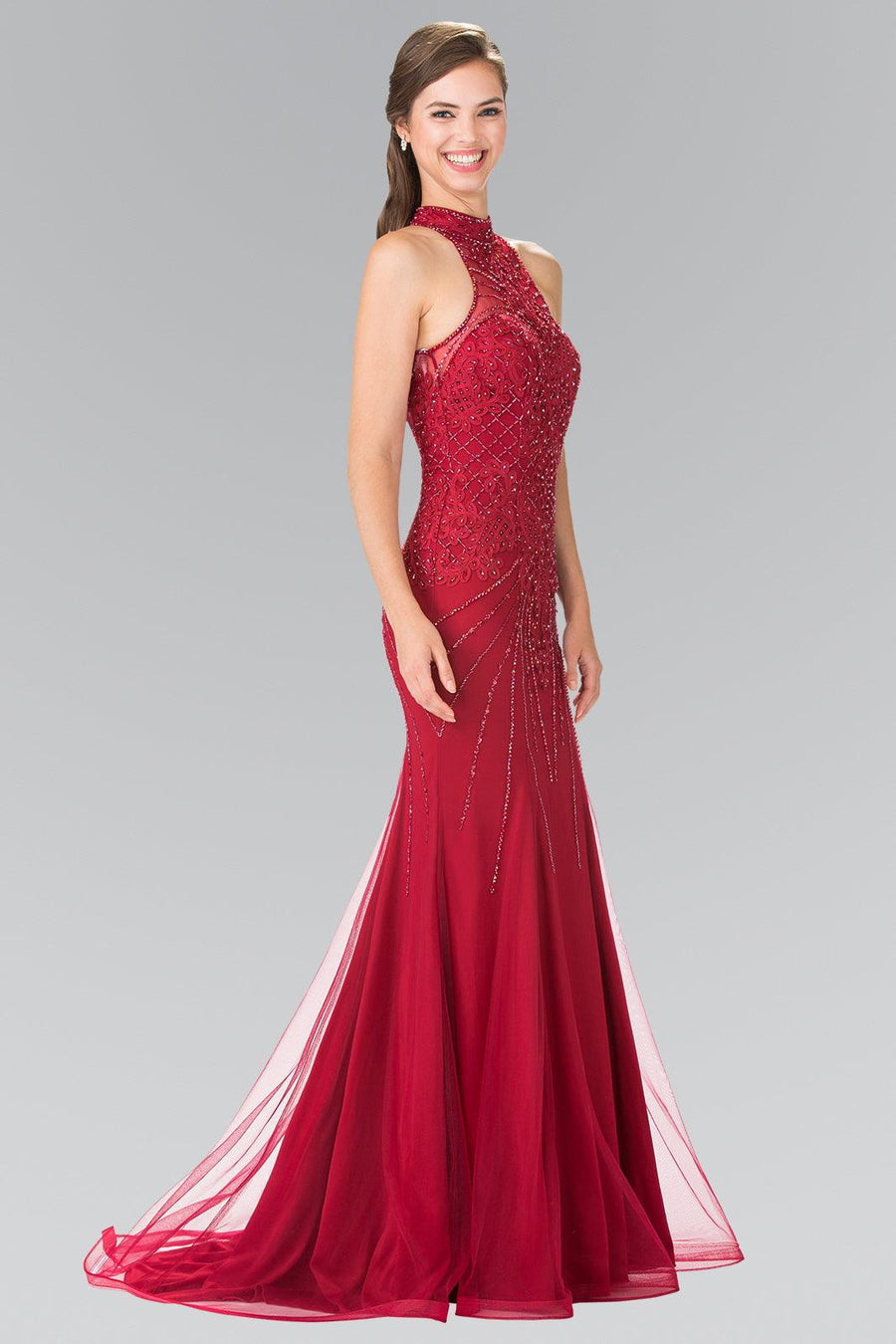 Long Formal Halter Neck Evening Prom Dress - The Dress Outlet