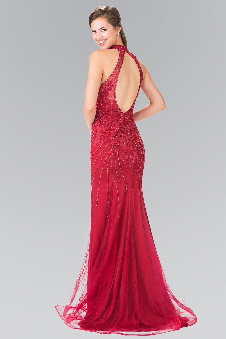 Long Formal Halter Neck Evening Prom Dress - The Dress Outlet