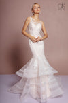 Long Fitted Layered Bridal Gown - The Dress Outlet Elizabeth K