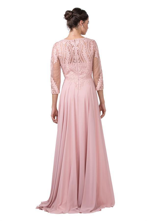 Long Formal Mother of the Bride Chiffon Dress - The Dress Outlet