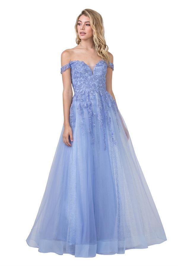 Long Formal Off Shoulder Evening Prom Ball Gown - The Dress Outlet