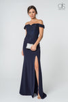 Long Formal Off Shoulder Fitted Evening Dress - The Dress Outlet Elizabeth K