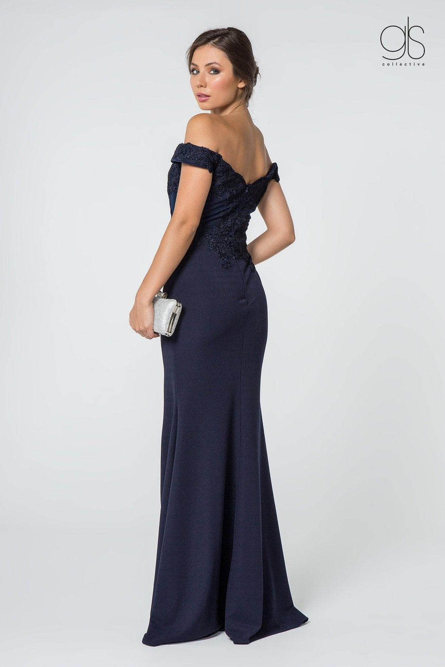 Long Formal Off Shoulder Fitted Evening Dress - The Dress Outlet Elizabeth K