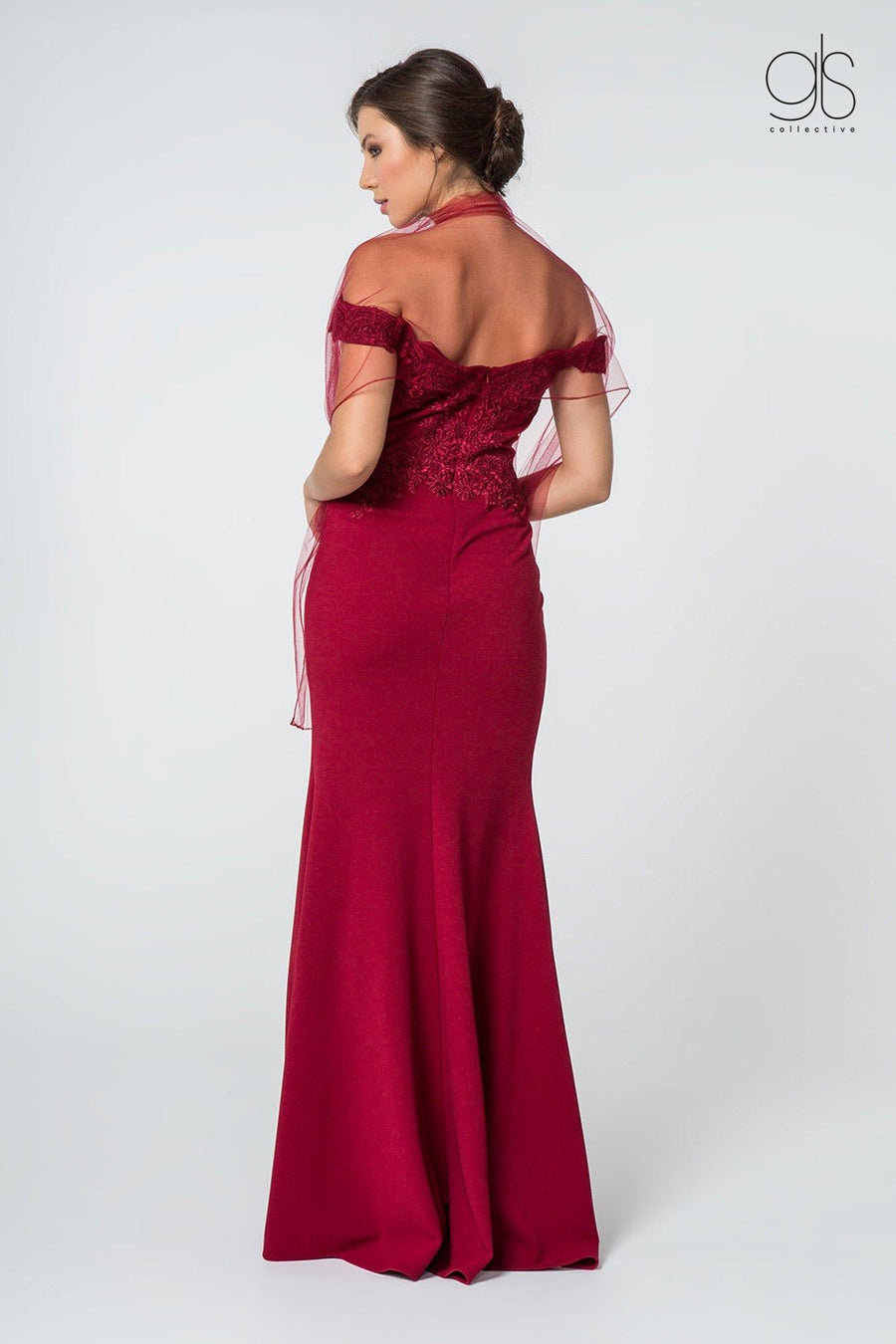 Long Formal Off Shoulder Fitted Evening Dress - The Dress Outlet Elizabeth K