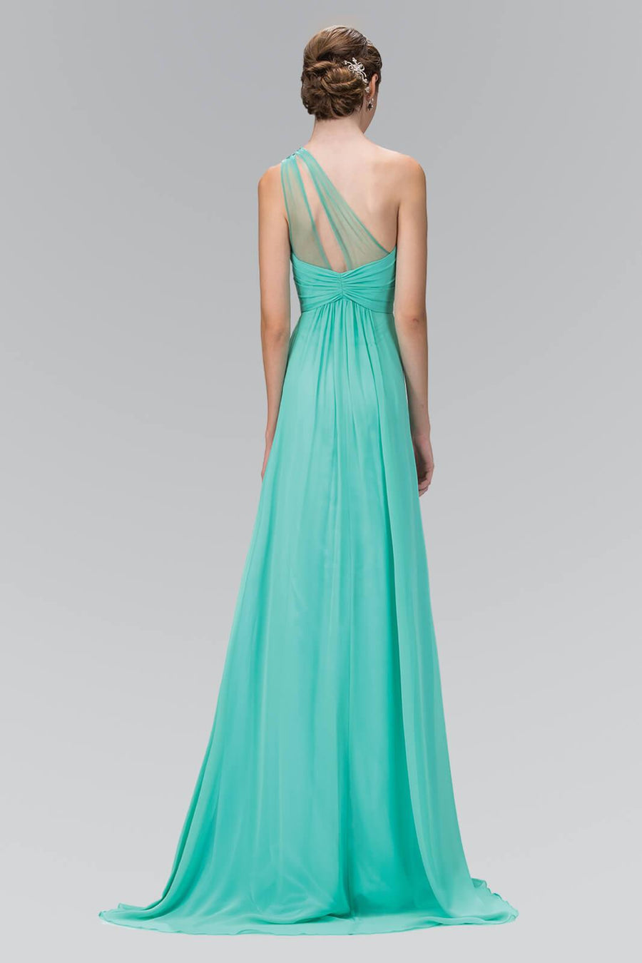 Long Formal One Shoulder Chiffon Prom Dress - The Dress Outlet Elizabeth K