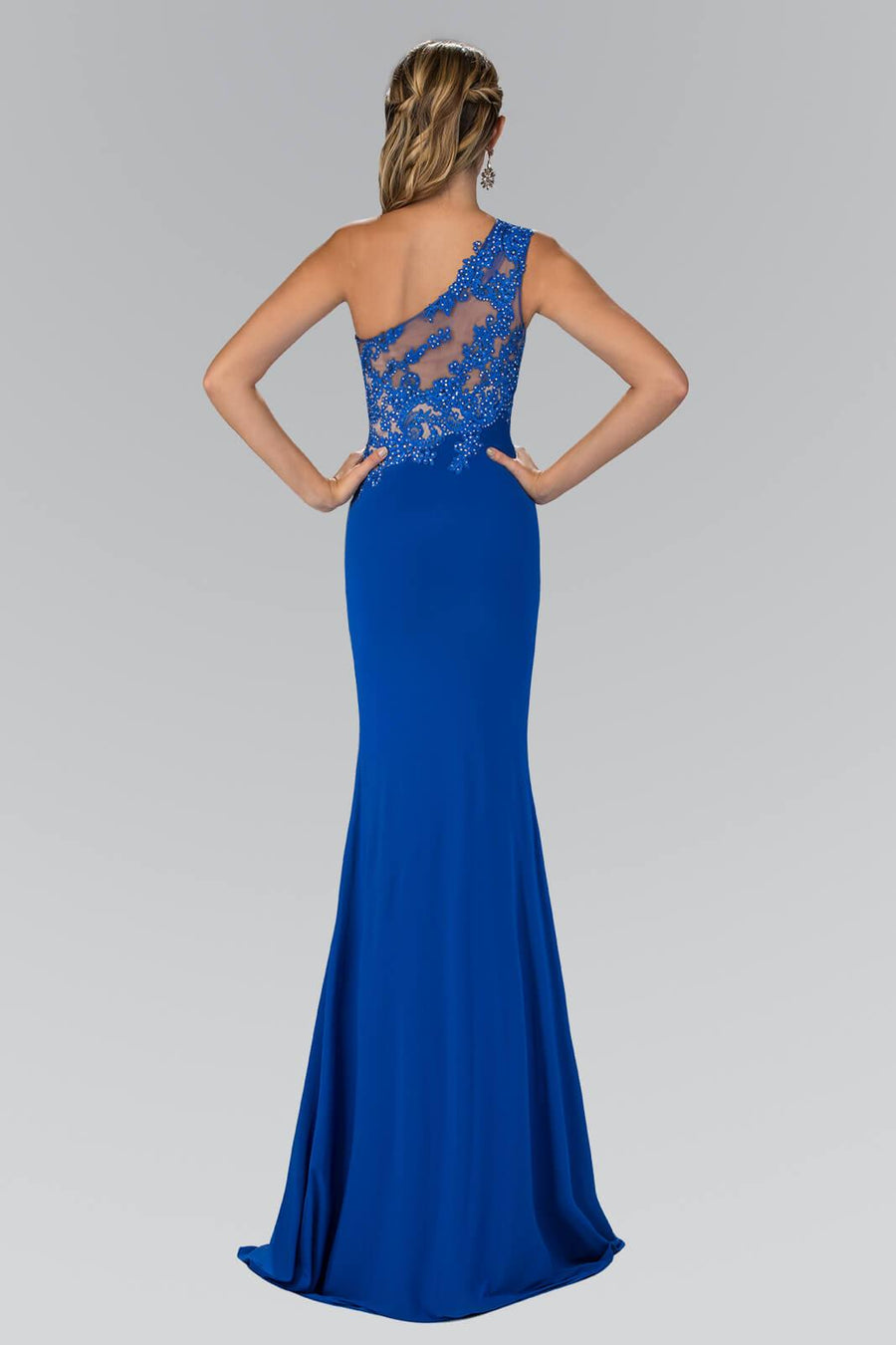 Long Formal One Shoulder Prom Dress with Side Slit - The Dress Outlet Elizabeth K