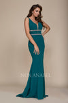 Long Fitted Prom Dress Deep V Neck Mermaid Gown - The Dress Outlet Nox Anabel