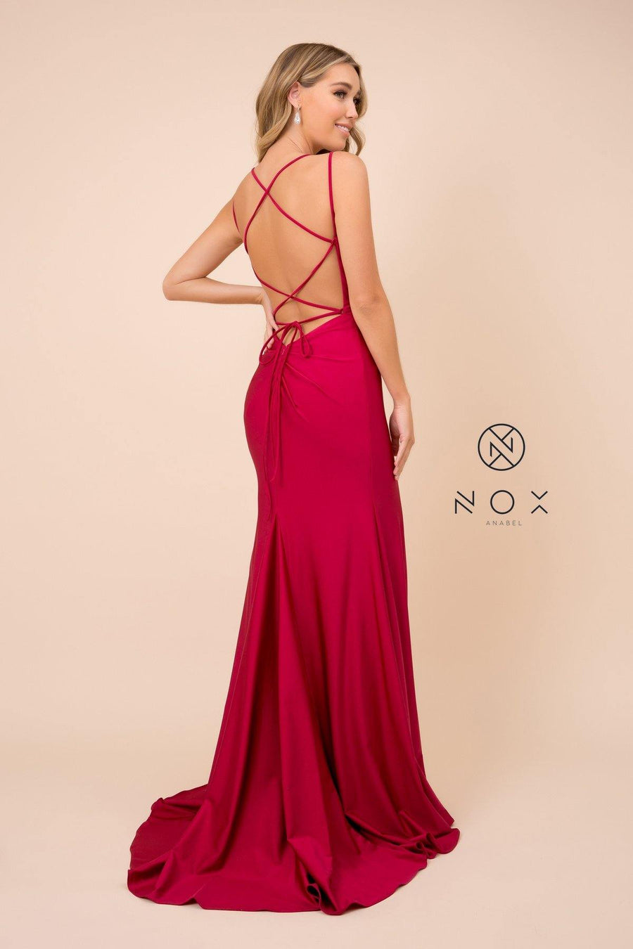 Long  Formal Prom Fitted Evening Dress - The Dress Outlet Nox Anabel