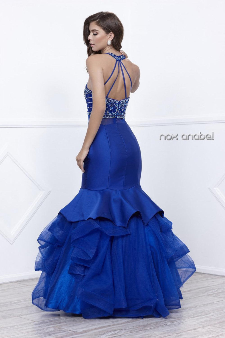 Long Fitted Prom Two Piece Gown Mermaid Dress - The Dress Outlet Nox Anabel