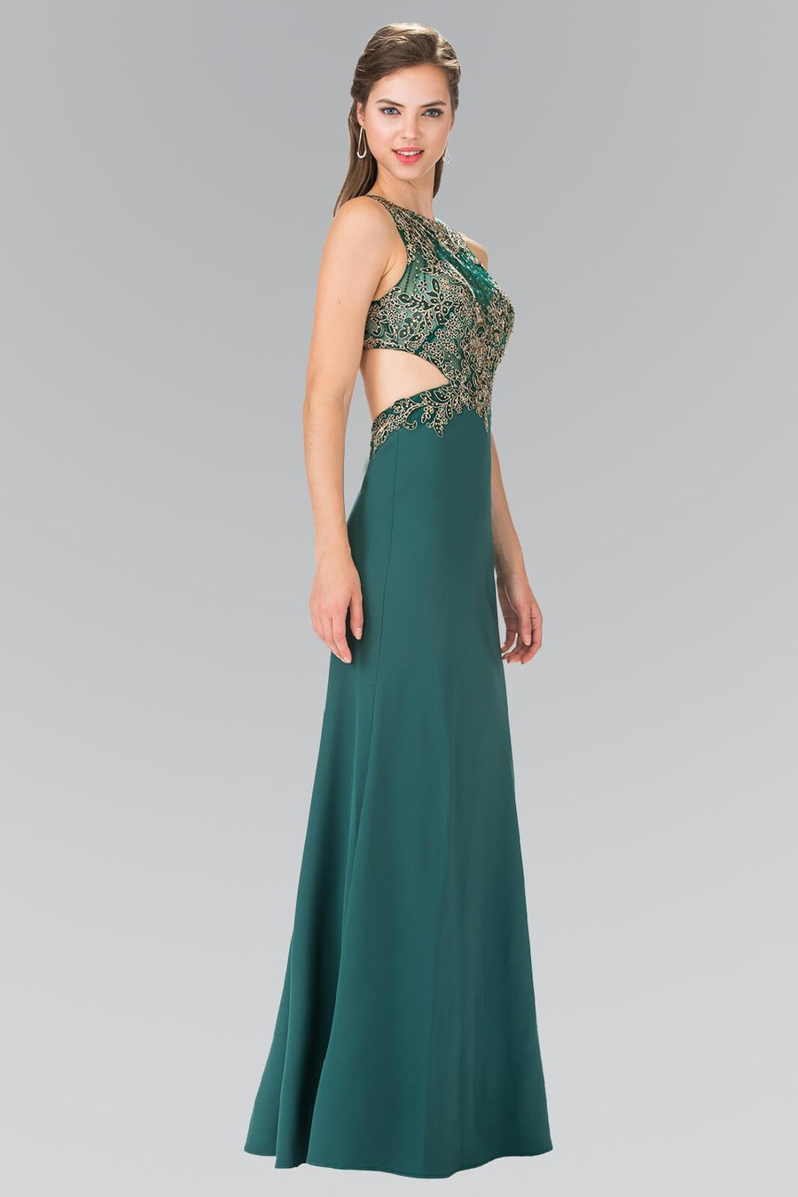 Long Formal Side Cut Dress Evening Prom Gown - The Dress Outlet Elizabeth K