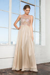 Long Formal Sleeveless Beaded Chiffon Prom Evening Dress - The Dress Outlet Elizabeth K