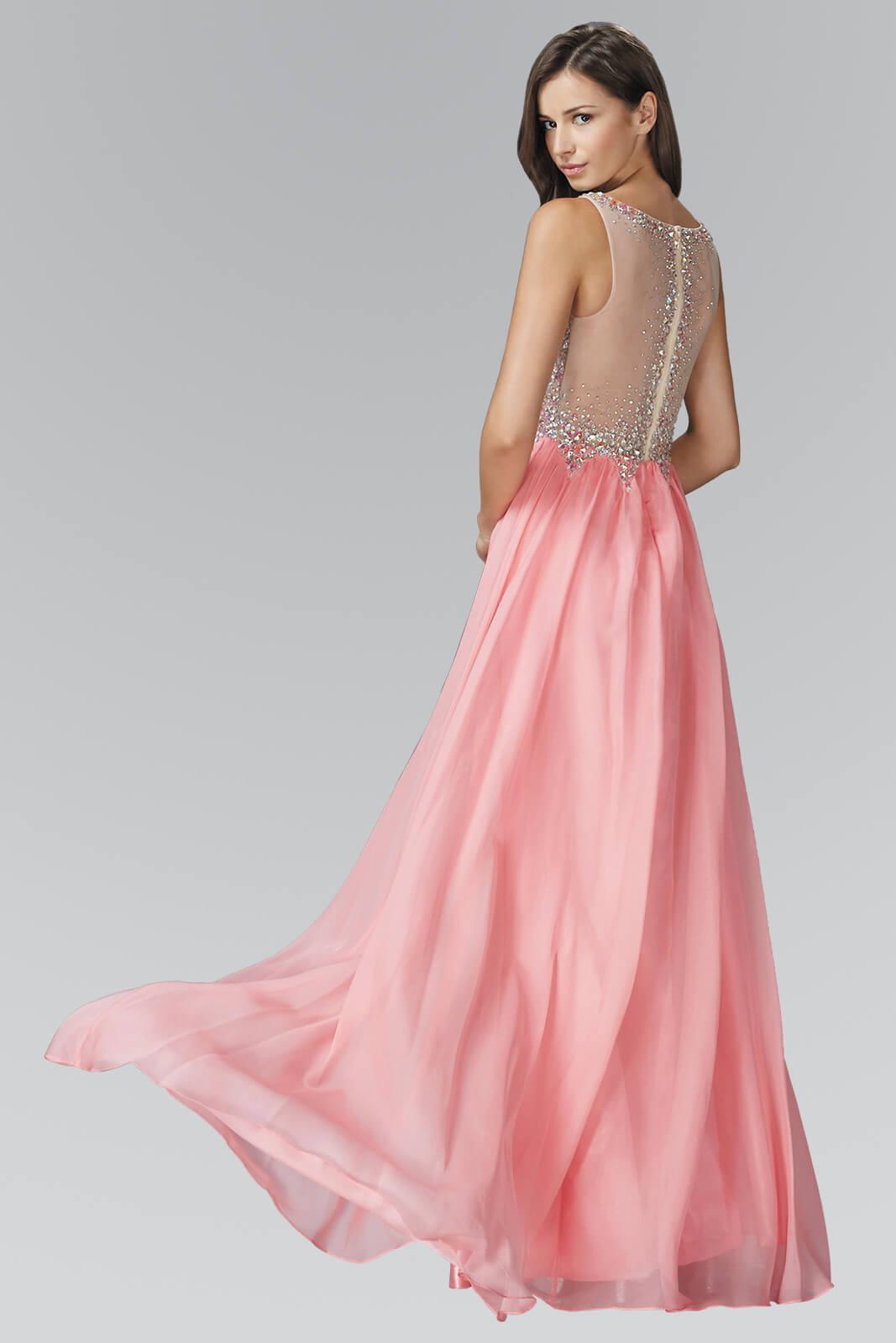 Long Formal Sleeveless Beaded Chiffon Prom Evening Dress - The Dress Outlet Elizabeth K