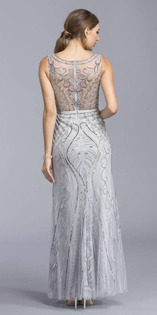 Long Formal Sleeveless Beaded Evening Prom Dress - The Dress Outlet