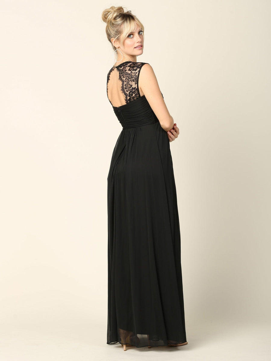 Long Formal Sleeveless Chiffon Bridesmaids Dress - The Dress Outlet