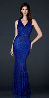 Long Formal Sleeveless Evening Prom Sequins Gown - The Dress Outlet