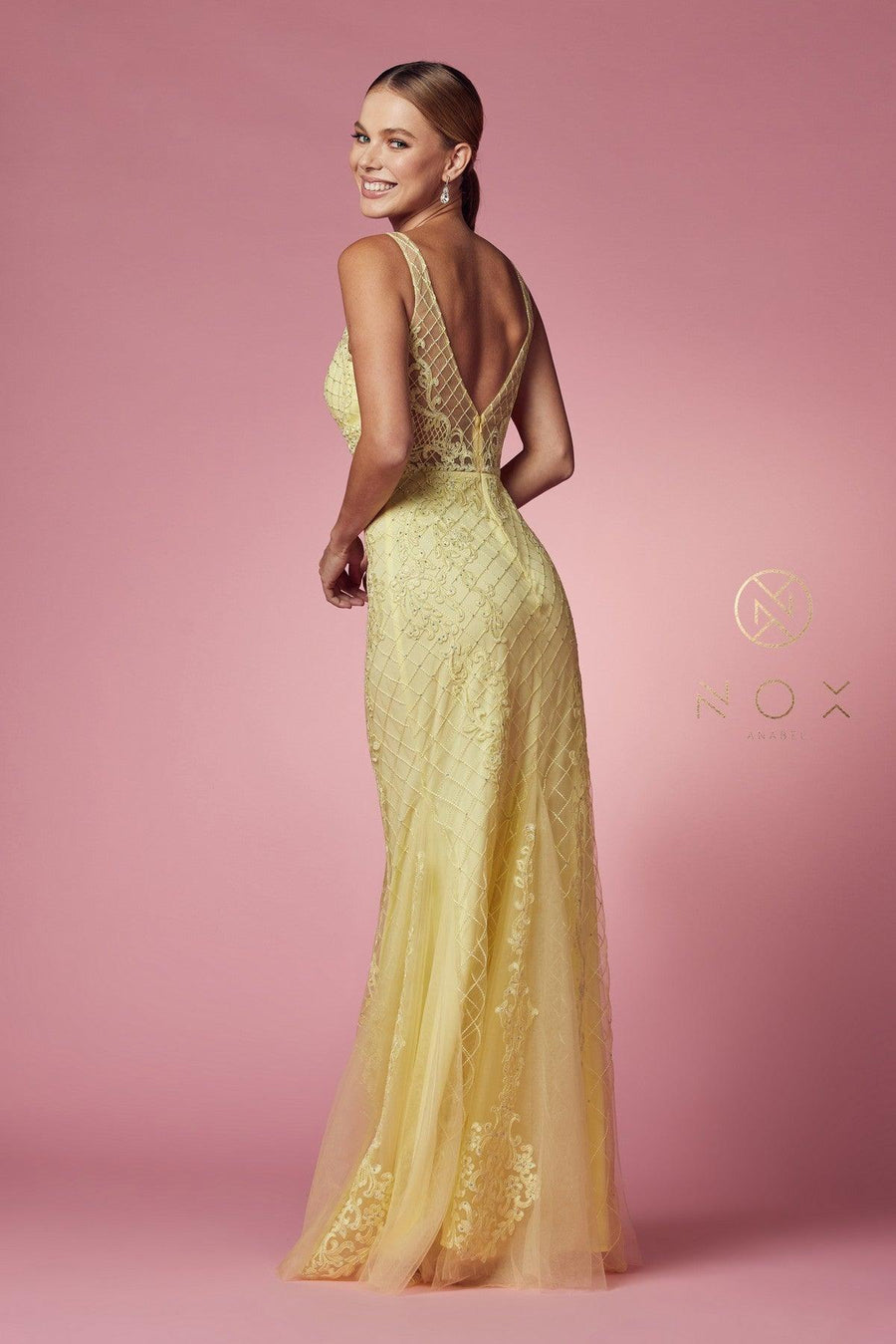 Long Formal Sleeveless Mermaid Prom Dress Lemon