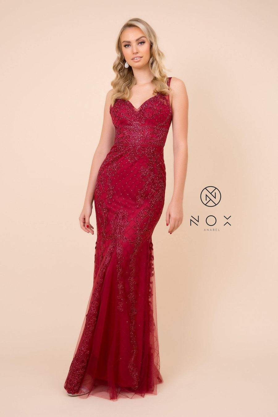 Long Formal Sleeveless Mermaid Prom Dress Burgundy