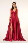 Long Formal Sleeveless Satin Prom Dress - The Dress Outlet