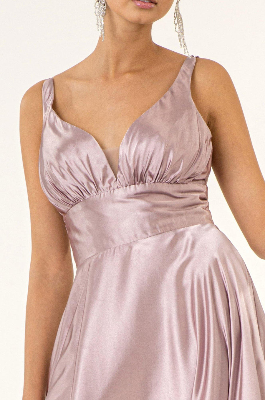 Long Formal Sleeveless Satin Prom Dress - The Dress Outlet