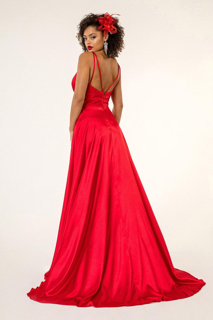 Long Formal Sleeveless Satin Prom Dress - The Dress Outlet