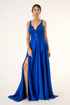 Long Formal Sleeveless Satin Prom Dress - The Dress Outlet