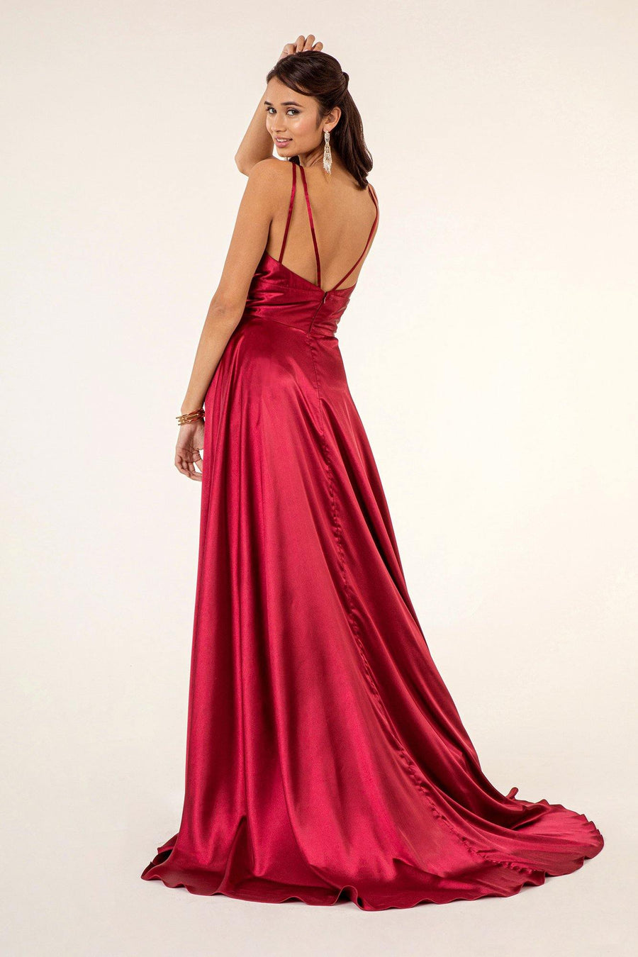 Long Formal Sleeveless Satin Prom Dress - The Dress Outlet