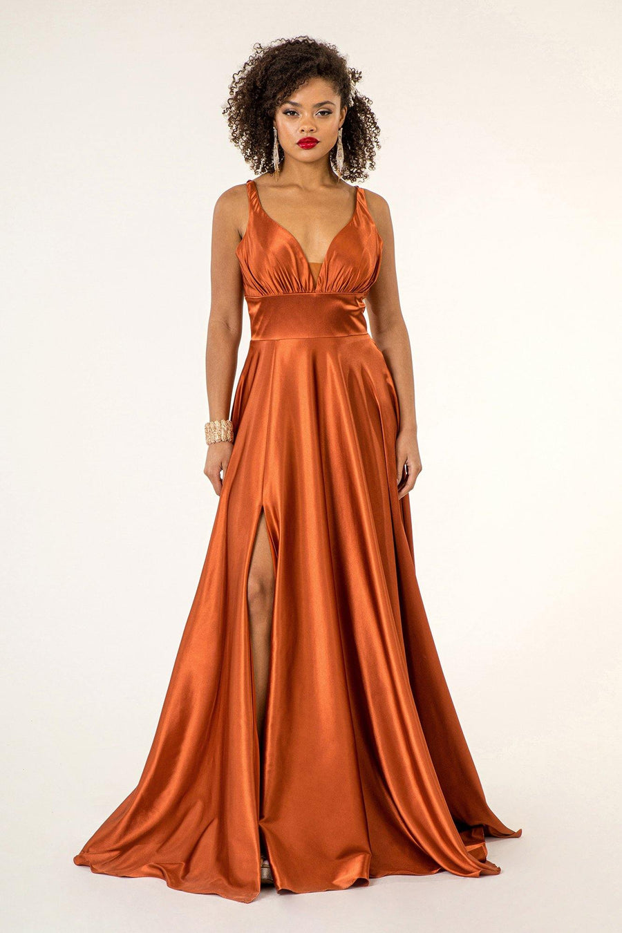 Long Formal Sleeveless Satin Prom Dress - The Dress Outlet