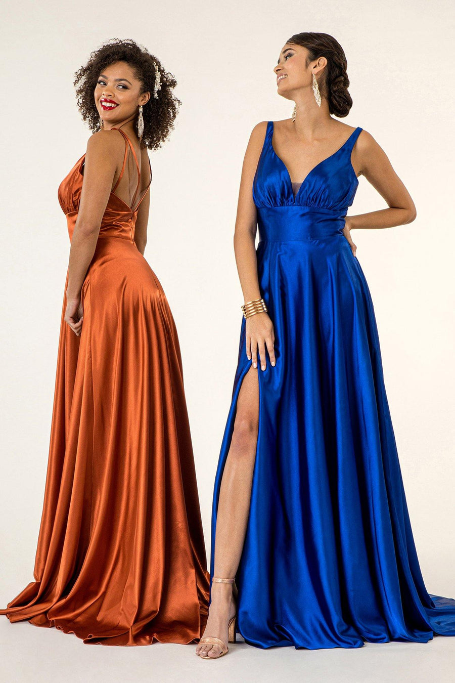 Long Formal Sleeveless Satin Prom Dress - The Dress Outlet