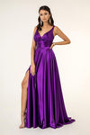 Long Formal Sleeveless Satin Prom Dress - The Dress Outlet