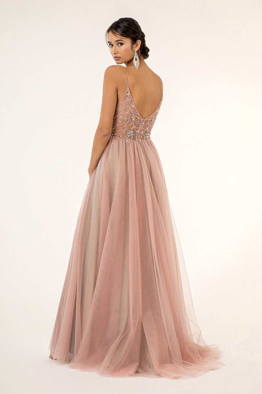 Long Formal Spaghetti Strap A Line Prom Dress - The Dress Outlet