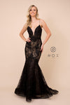 Long Formal Spaghetti Strap Mermaid Prom Lace Gown - The Dress Outlet Nox Anabel